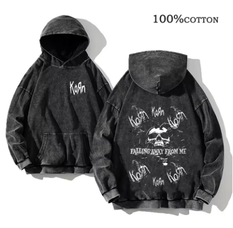 Korn rock band mens oversized hoodie