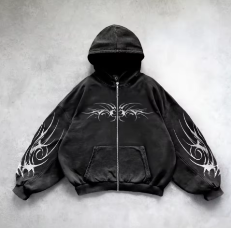 Mens graphic zip up hoodie